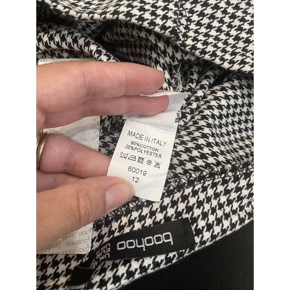 NWT Boohoo Gingham Black And White Straight Leg Pants US Women’s Size 8 - Picture 6 of 6